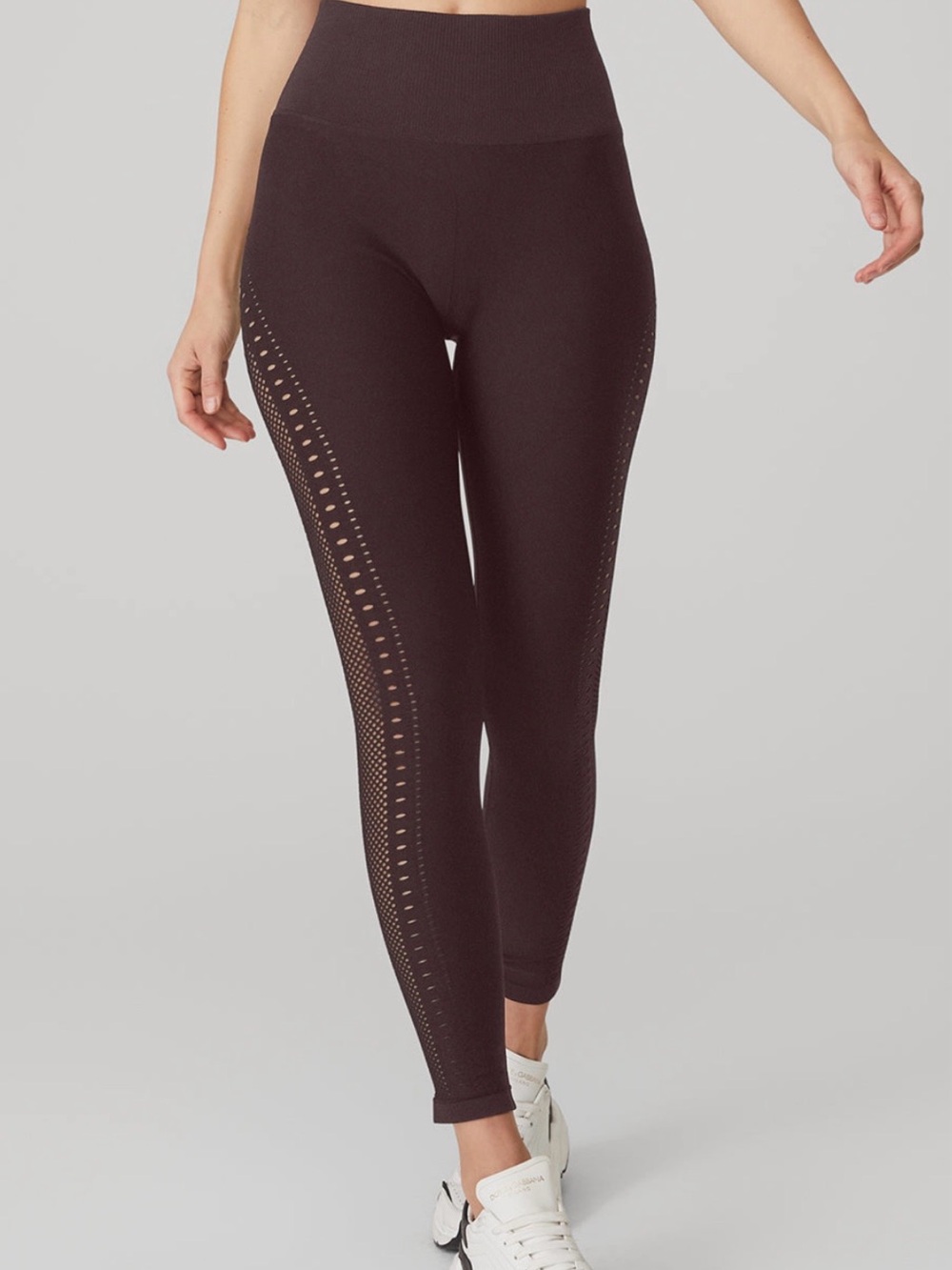 ALO Yoga Brown High-Waist Laser-Cut Leggings
